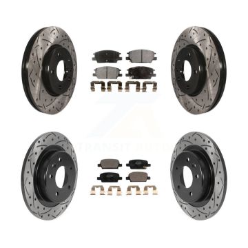 Front Rear Coated Drilled Slotted Disc Brake Rotor & Ceramic Pad Kit For Chevrolet Malibu KDT-100812