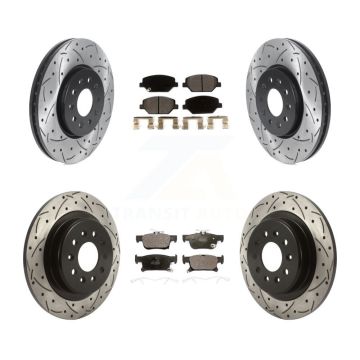 Front Rear Coated Drilled Slotted Disc Brake Rotor And Ceramic Pad Kit For Buick Envision KDT-100817