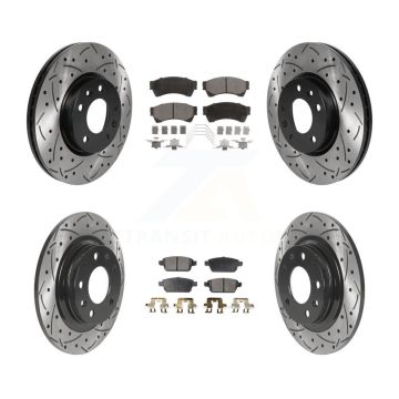 Front Rear Drilled Slot Brake Rotor & Ceramic Pad Kit For Ford Fusion Mazda 6 Lincoln MKZ KDT-100821