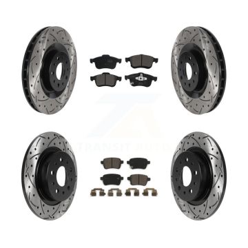 Front Rear Coated Drilled Slot Disc Brake Rotor & Ceramic Pad Kit For 2014-2020 Fiat 500L KDT-100825