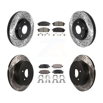 Front Rear Coated Drill Slot Disc Brake Rotors Ceramic Pad Kit For 2004-2009 Nissan Quest KDT-100832