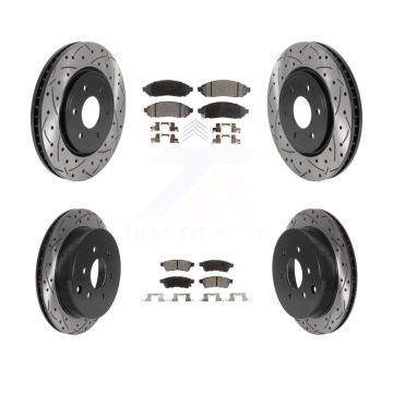 Front Rear Drill Slot Disc Brake Rotors Ceramic Pad Kit For Nissan Frontier Xterra Suzuki KDT-100840