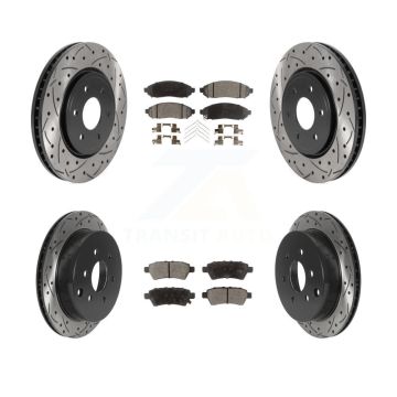 Front Rear Coated Drill Slot Disc Brake Rotor Ceramic Pad Kit For 2006-2007 Nissan Xterra KDT-100841