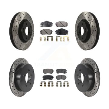 Front Rear Drilled Slot Disc Brake Rotors Ceramic Pad Kit For Hyundai Tucson Kia Sportage KDT-100842
