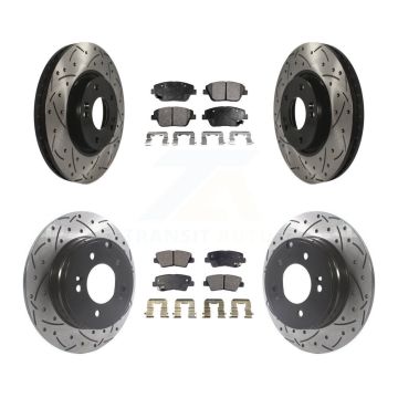 Front Rear Coat Drill Slot Disc Brake Rotor Ceramic Pad Kit For Hyundai Sonata Kia Optima KDT-100844