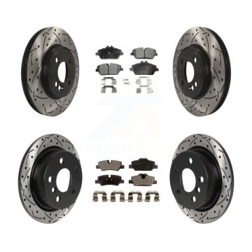 Front Rear Drilled Slot Disc Brake Rotor & Ceramic Pad Kit For 2015 Mini Cooper 2.0L/1.5L KDT-100851