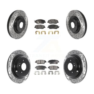 Front Rear Coat Drill Slot Disc Brake Rotor Ceramic Pad Kit For 2012 Hyundai Genesis 3.8L KDT-100857