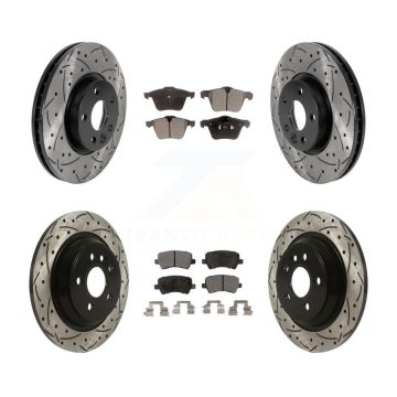 Front Rear Coated Drilled Slotted Disc Brake Rotors And Ceramic Pads Kit For Volvo V70 KDT-100861