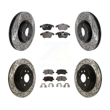 Front Rear Coated Drilled Slotted Disc Brake Rotors And Ceramic Pads Kit For Volvo S60 KDT-100862