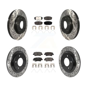Front Rear Drill Slot Disc Brake Rotors Ceramic Pad Kit For Kia Forte5 Hyundai Elantra GT KDT-100868