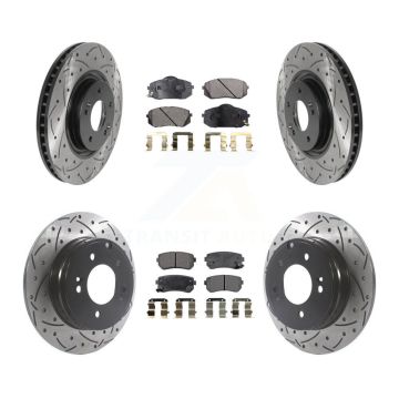 Front Rear Drilled Slot Disc Brake Rotor & Ceramic Pad Kit For Hyundai Tucson Kia Cadenza KDT-100870