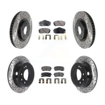 Front Rear Coated Drilled Slotted Disc Brake Rotor And Ceramic Pad Kit For Hyundai Tucson KDT-100871
