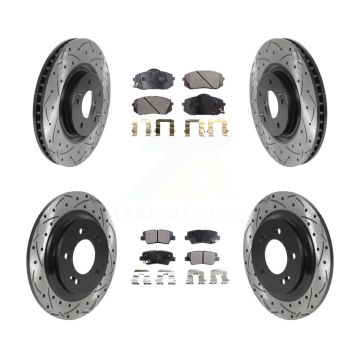 Front Rear Drilled Slot Disc Brake Rotor & Ceramic Pad Kit For Hyundai Sonata Kia Cadenza KDT-100872
