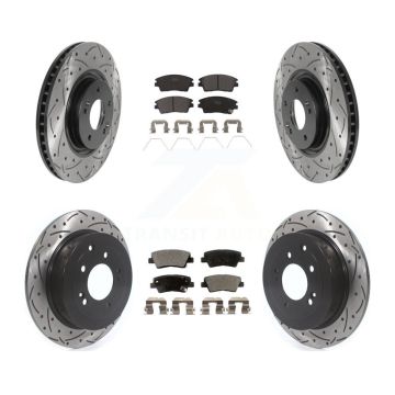 Front Rear Drill Slot Brake Rotor Ceramic Pad Kit For 2017-2022 Kia Sportage Turbocharged KDT-100877