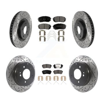 Front Rear Coated Drilled Slotted Disc Brake Rotors And Ceramic Pads Kit For Kia Optima KDT-100878