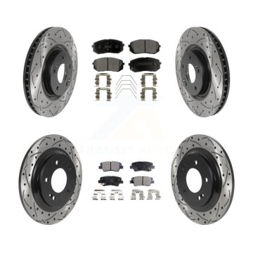 Front Rear Drill Slot Disc Brake Rotor Ceramic Pad Kit For 2016 Hyundai Sonata GAS engine KDT-100879