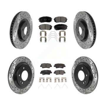 Front Rear Coated Drilled Slotted Disc Brake Rotors And Ceramic Pads Kit For Kia Optima KDT-100880