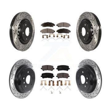 Front Rear Coated Drilled Slot Disc Brake Rotor Ceramic Pad Kit For Honda Pilot Ridgeline KDT-100890