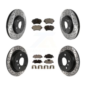 Front Rear Coated Drilled Slotted Disc Brake Rotors And Ceramic Pads Kit For Mini Cooper KDT-100893
