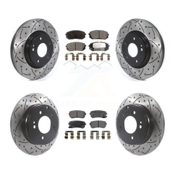 Front Rear Drill Slot Brake Rotor Ceramic Pad Kit For 2015-2016 Hyundai Sonata GAS engine KDT-100895