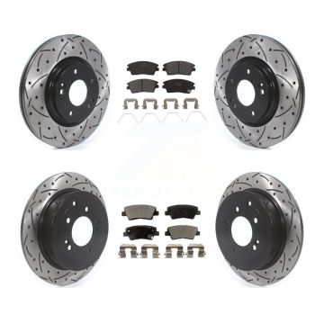 Front Rear Drilled Slot Disc Brake Rotors Ceramic Pad Kit For Hyundai Tucson Kia Sportage KDT-100899