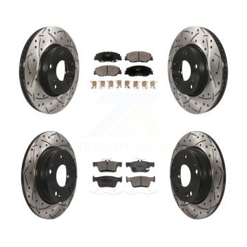 Front Rear Coated Drill Slot Disc Brake Rotor Ceramic Pad Kit For 2019-2022 Honda Insight KDT-100900