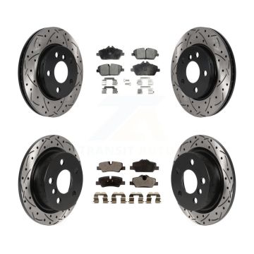 Front Rear Coated Drilled Slotted Disc Brake Rotors And Ceramic Pads Kit For Mini Cooper KDT-100901