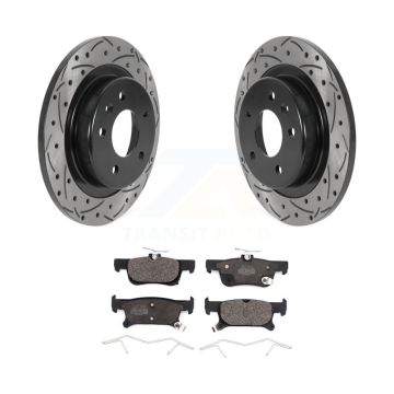 Rear Coated Drilled Slotted Disc Brake Rotors And Ceramic Pads Kit For Buick Envision KDT-100909