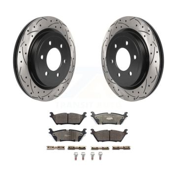Rear Drilled Slot Brake Rotor Ceramic Pad Kit For Ford F-150 Expedition Lincoln Navigator KDT-100915