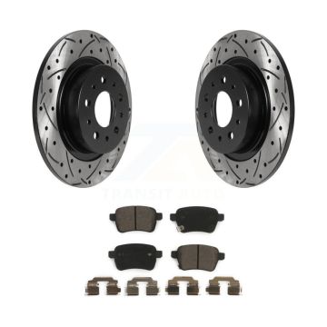 Rear Coated Drilled Slotted Disc Brake Rotors And Ceramic Pad Kit For 2014-2020 Fiat 500L KDT-100917