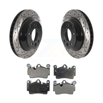 Rear Drilled Slot Disc Brake Rotor Ceramic Pad Kit For Audi Q7 Porsche Cayenne Volkswagen KDT-100924