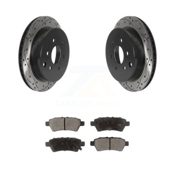 Rear Coated Drilled Slotted Disc Brake Rotors Ceramic Pad Kit For 2006-2007 Nissan Xterra KDT-100926