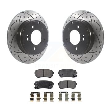 Rear Drilled Slot Disc Brake Rotors Ceramic Pad Kit For Hyundai Tucson Sonata Kia Cadenza KDT-100927