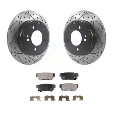 Rear Coated Drilled Slotted Disc Brake Rotors And Ceramic Pad Kit For Hyundai Sonata 3.3L KDT-100930