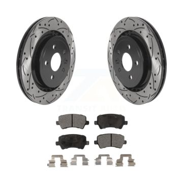 Rear Coated Drilled Slot Disc Brake Rotors Ceramic Pad Kit For Volvo XC70 S60 V60 S80 V70 KDT-100934