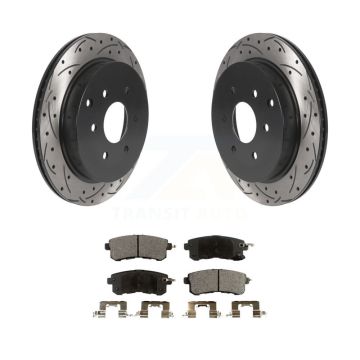 Rear Drilled Slot Disc Brake Rotor & Ceramic Pad Kit For INFINITI QX80 Nissan Armada QX56 KDT-100941