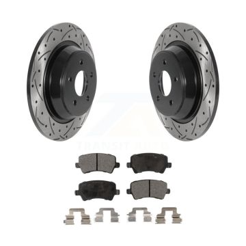 Rear Drilled Slot Disc Brake Rotors Ceramic Pad Kit For 2012-2015 Land Rover Range Evoque KDT-100943