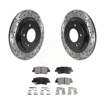 Rear Drill Slot Brake Rotor Ceramic Pad Kit For Kia Optima Hyundai Sonata Soul EV Cadenza KDT-100949