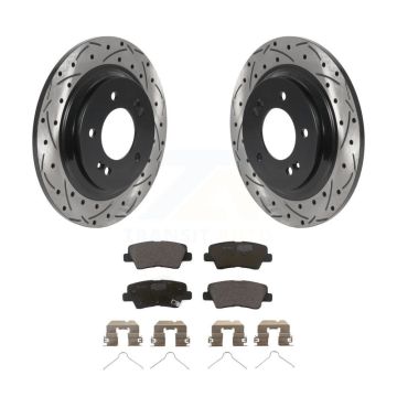 Rear Coated Drilled Slotted Disc Brake Rotor & Ceramic Pad Kit For Hyundai Ioniq Kia Niro KDT-100950