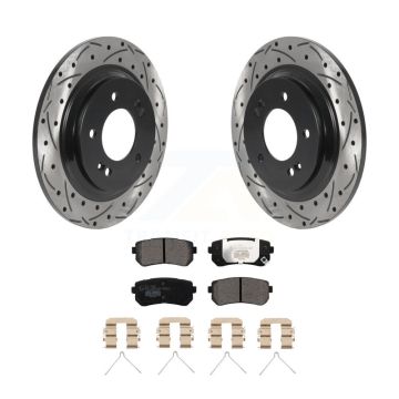 Rear Drill Slot Brake Rotor Ceramic Pad Kit For 16 Kia Optima With Electric Parking KDT-100952