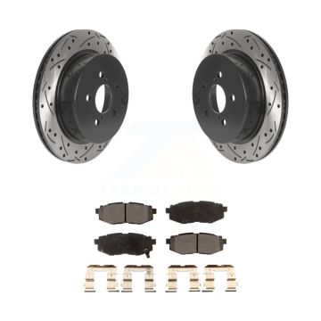 Rear Coat Drill Slot Disc Brake Rotors Ceramic Pad Kit For 2014-2018 Subaru Forester 2.0L KDT-100957