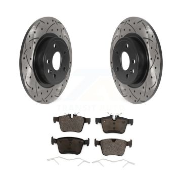 Rear Drill Slot Brake Rotors Ceramic Pad Kit For Land Rover Discovery Sport Jaguar E-Pace KDT-100958