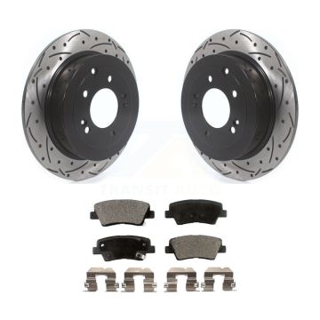Rear Coated Drilled Slot Disc Brake Rotor Ceramic Pad Kit For Hyundai Tucson Kia Sportage KDT-100963