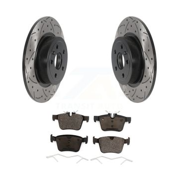 Rear Drilled Slot Disc Brake Rotors Ceramic Pad Kit For 2016-2019 Land Rover Range Evoque KDT-100965