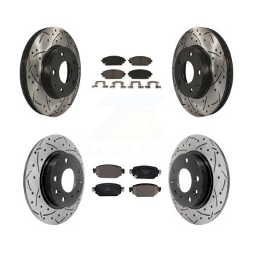 Front Rear Coat Drill Slot Disc Brake Rotors Ceramic Pad Kit For 2019-2022 Mazda CX-3 FWD KDT-100976
