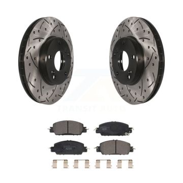 Front Drilled Slot Disc Brake Rotors Ceramic Pad Kit For 2016 Honda Accord LX-S with 2.4L KDT-100982