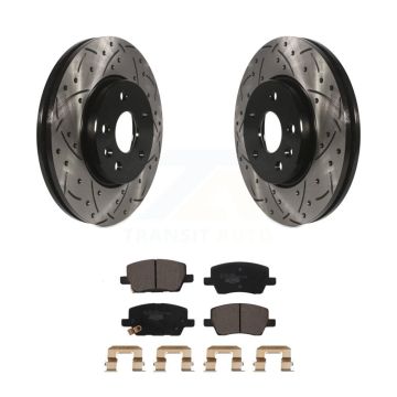 Front Coated Drilled Slot Disc Brake Rotors Ceramic Pad Kit For 2018-2020 Chevrolet Sonic KDT-100985