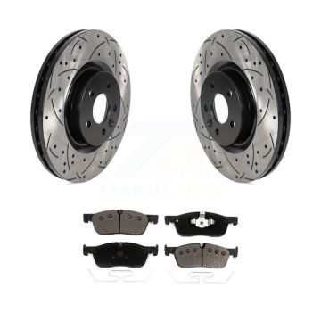 Front Drill Slot Brake Rotors Ceramic Pad Kit For Land Rover Discovery Sport Range Evoque KDT-100989