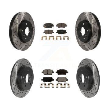 Front Rear Drilled Slot Brake Rotors Ceramic Pad Kit For Chevrolet Cruze Bolt EV Volt EUV KDT-100993