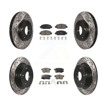Front Rear Drilled Slot Brake Rotors Ceramic Pad Kit For 2016 Honda Accord LX-S with 2.4L KDT-100995